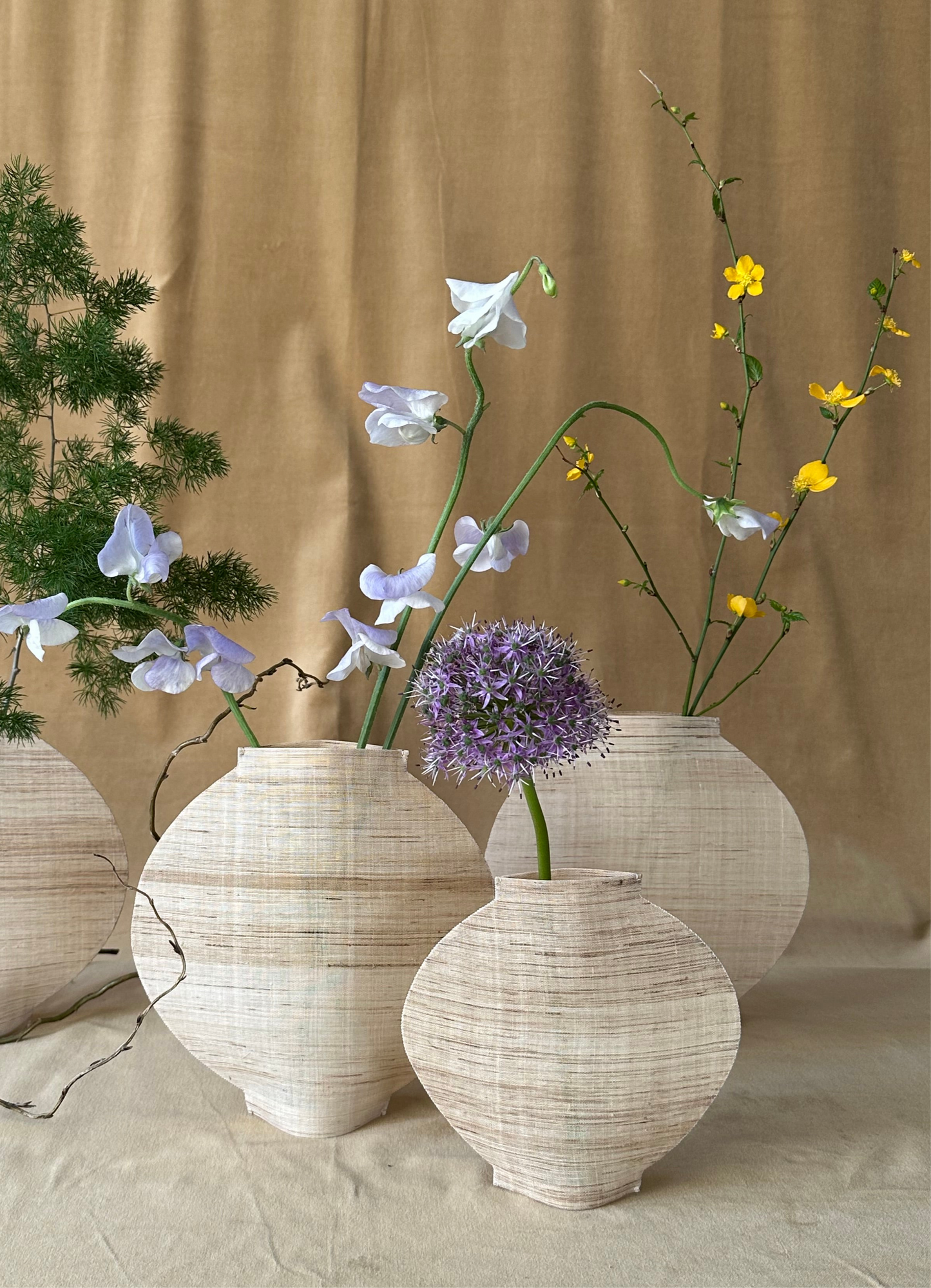 Hand-stitched Mosi Moon Jar made from Korean ramie textile
